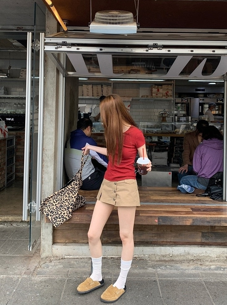 Trendy A Line Mini Skirt With Utility Design