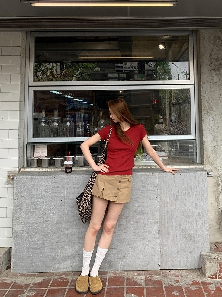 Trendy A Line Mini Skirt With Utility Design