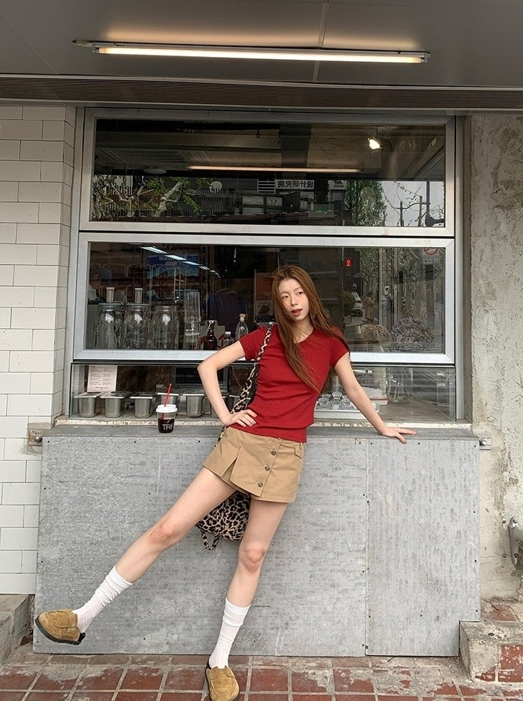 Trendy A Line Mini Skirt With Utility Design