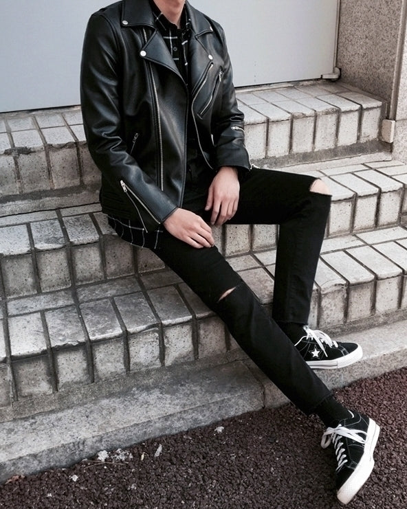 Trendy Black Moto Faux Leather Jacket