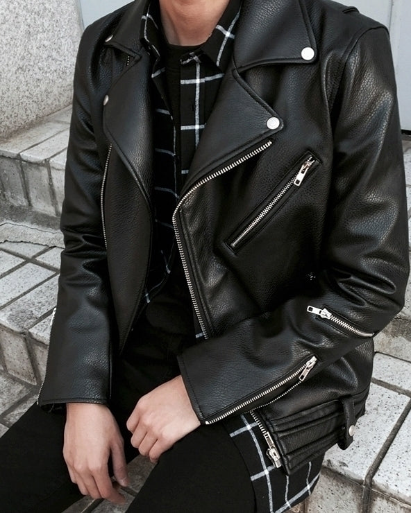 Trendy Black Moto Faux Leather Jacket
