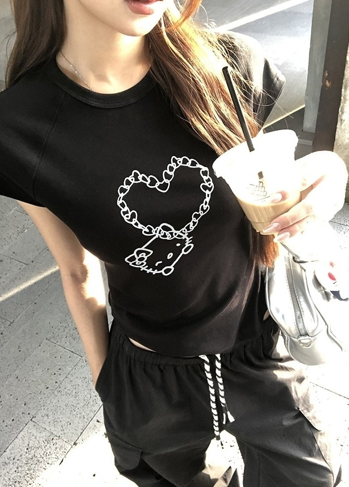 Trendy Black Short Sleeve Fashion Crop Top