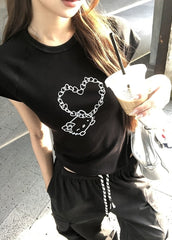 Trendy Black Short Sleeve Fashion Crop Top