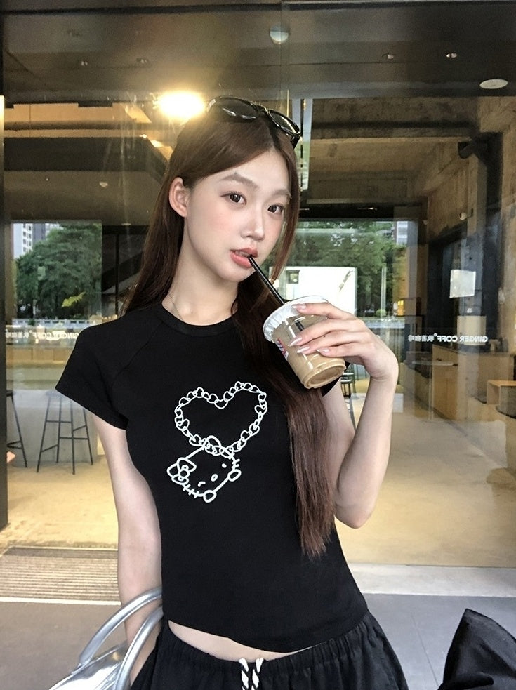 Trendy Black Short Sleeve Fashion Crop Top
