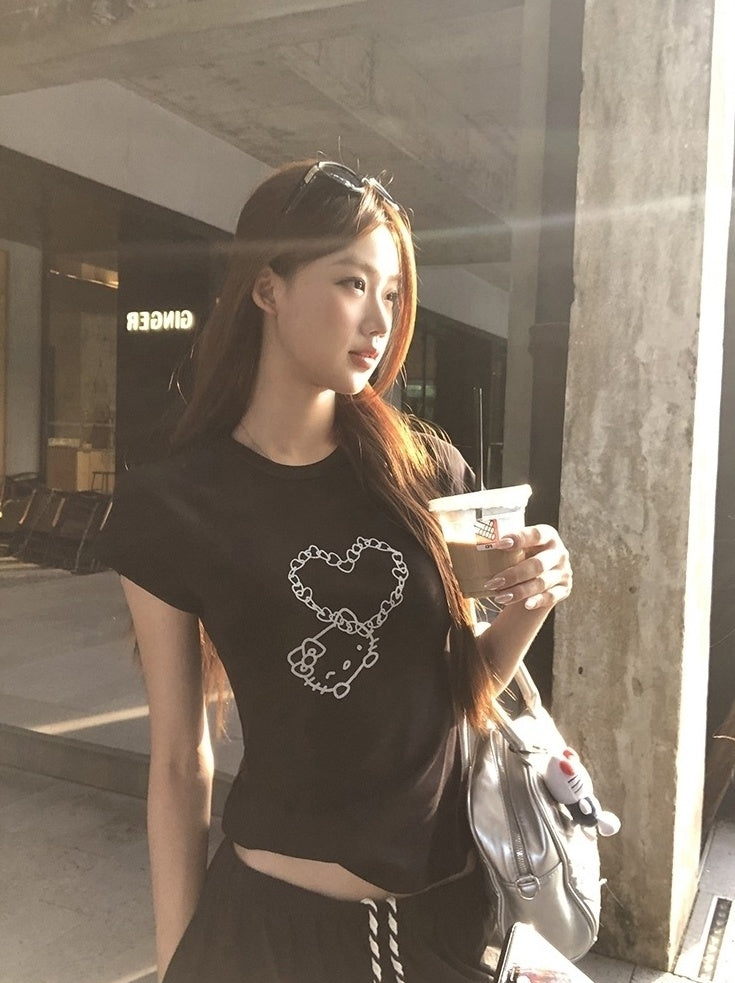 Trendy Black Short Sleeve Fashion Crop Top