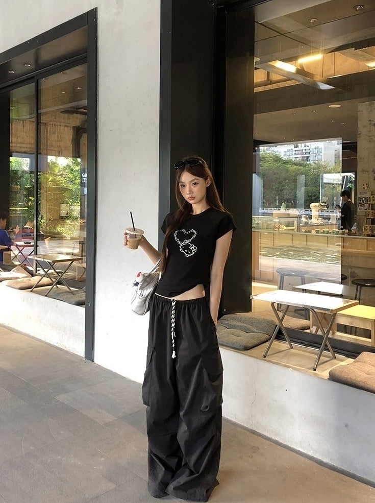Trendy Black Short Sleeve Fashion Crop Top