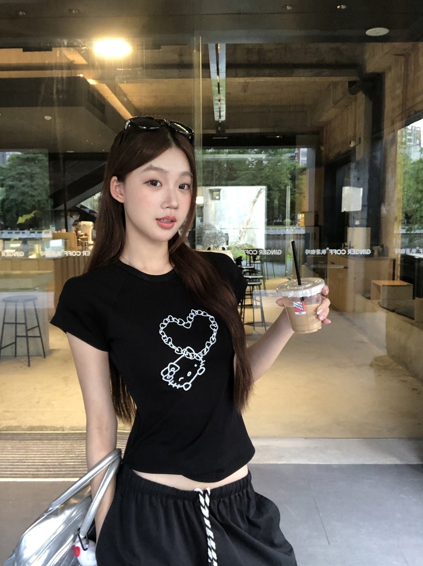 Trendy Black Short Sleeve Fashion Crop Top
