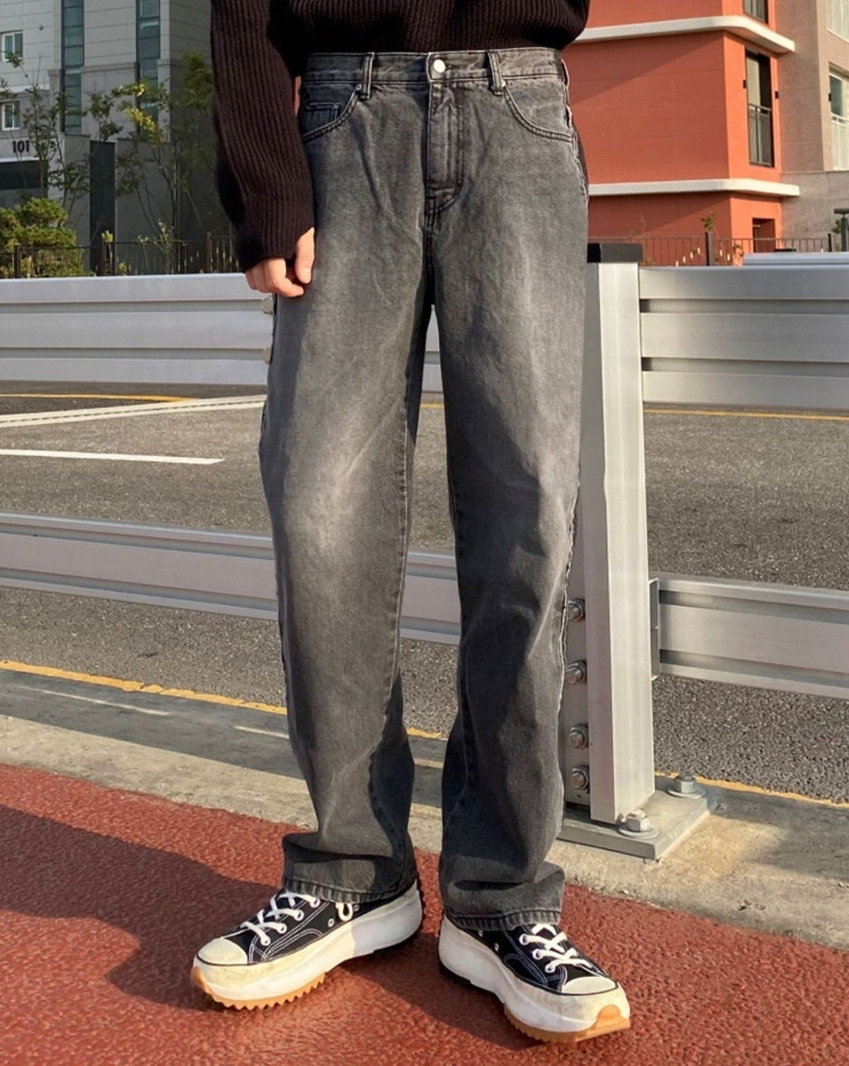 Trendy Black Wideleg Jeans