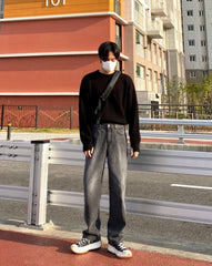 Trendy Black Wideleg Jeans