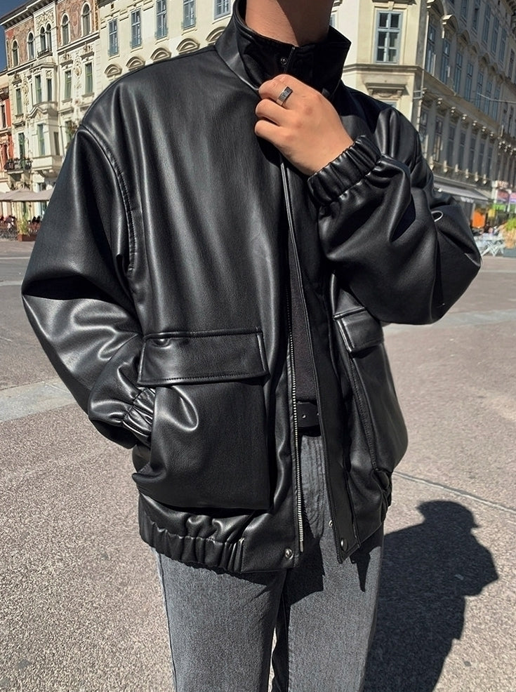 Trendy Casual Leather Biker Jacket