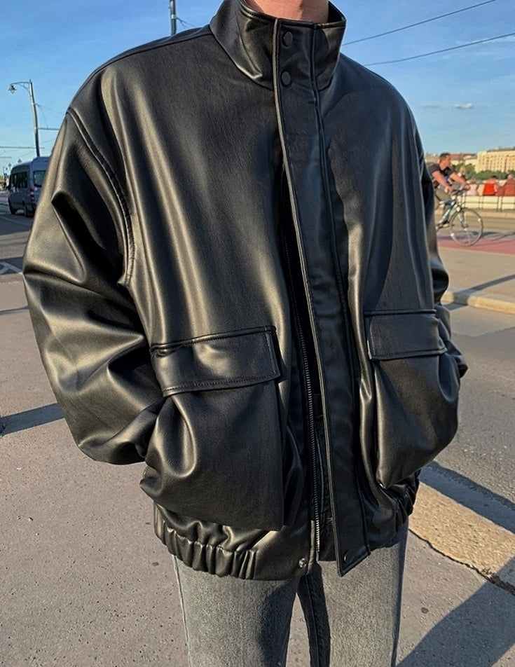 Trendy Casual Leather Biker Jacket