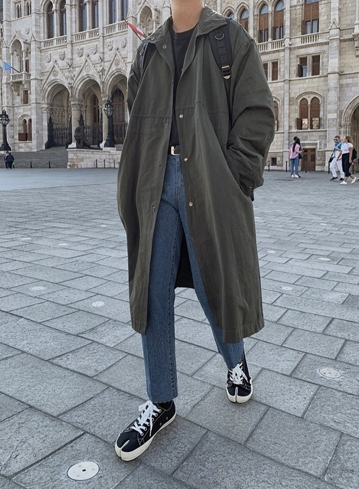 Trendy Casual Mid Length British Style Coat