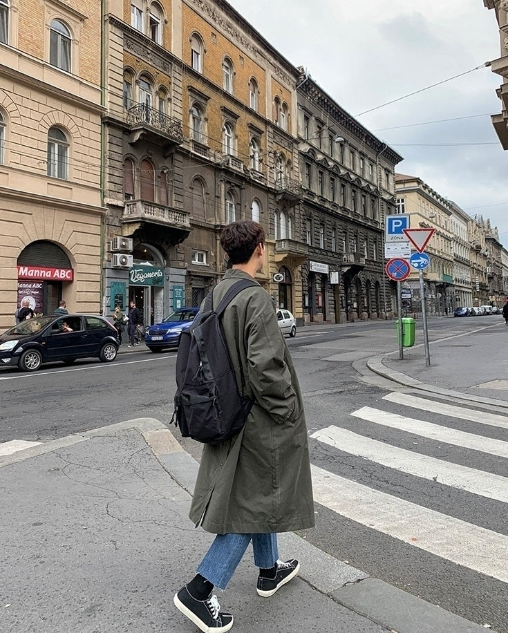 Trendy Casual Mid Length British Style Coat