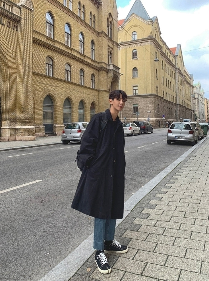 Trendy Casual Mid Length British Style Coat