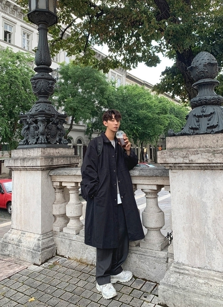 Trendy Casual Mid Length British Style Coat