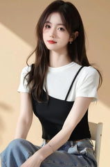 Trendy Color Block Short Sleeve Top