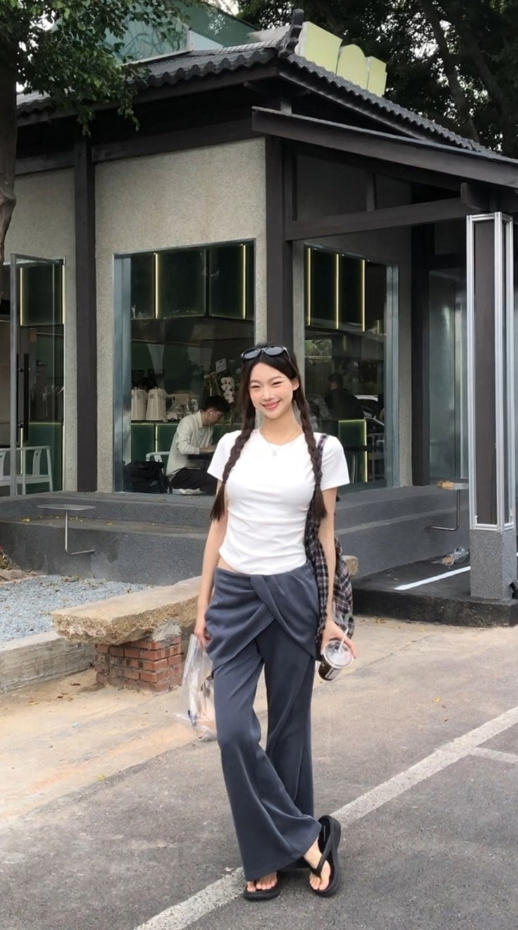 Trendy Gray Short Sleeve Top