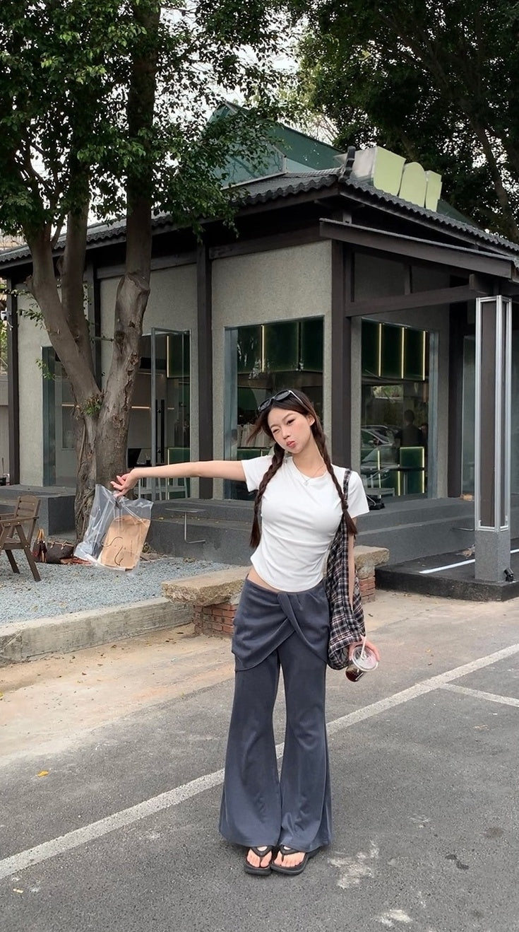 Trendy Gray Short Sleeve Top