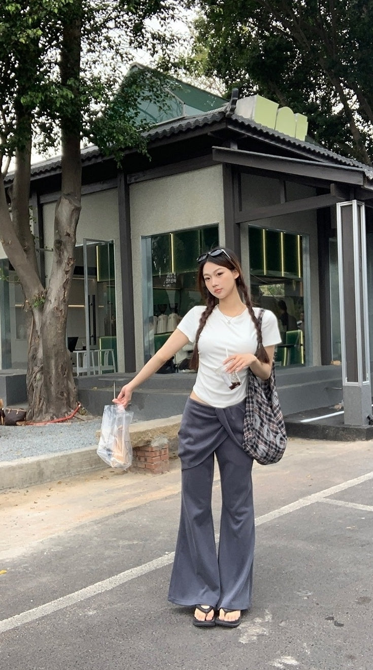 Trendy Gray Short Sleeve Top