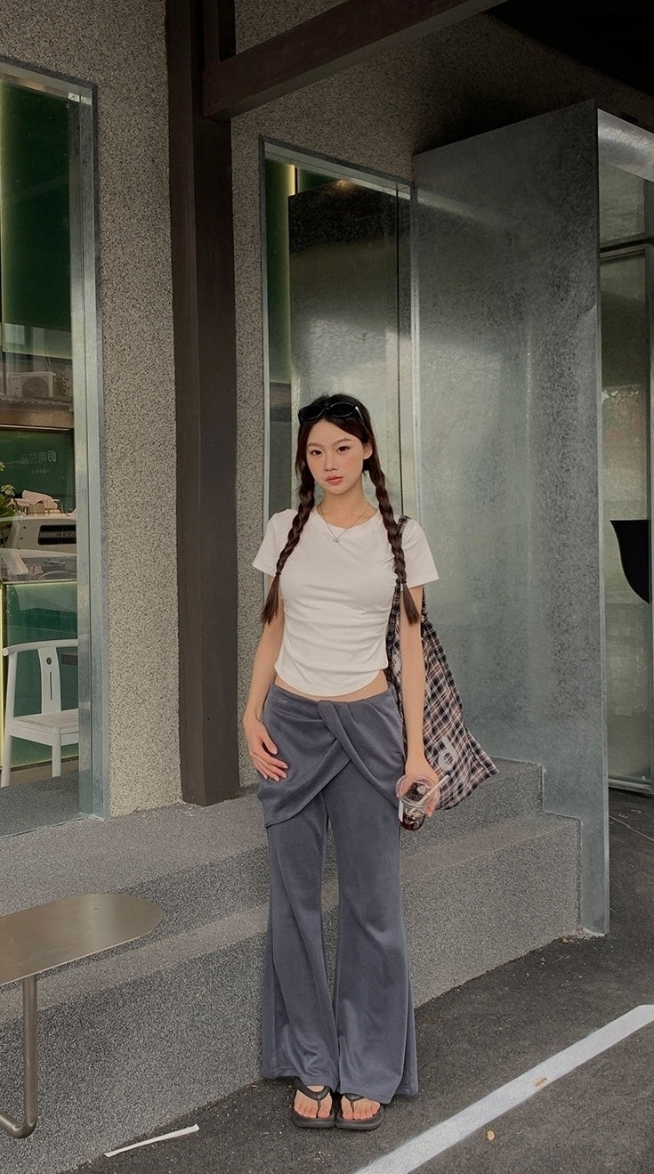 Trendy Gray Short Sleeve Top