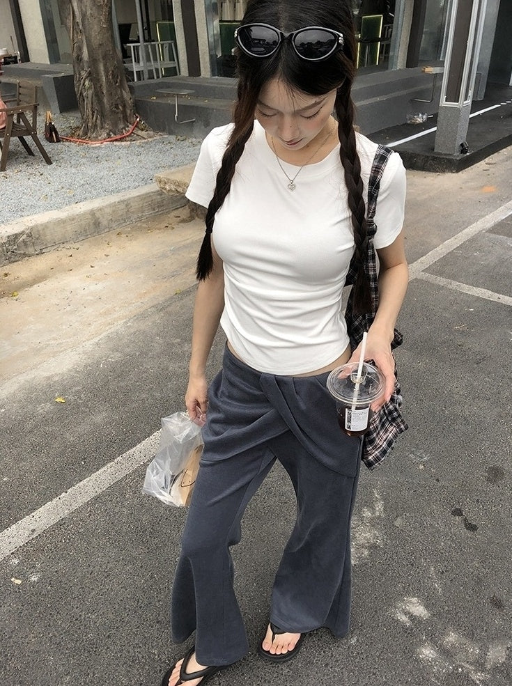 Trendy Gray Short Sleeve Top