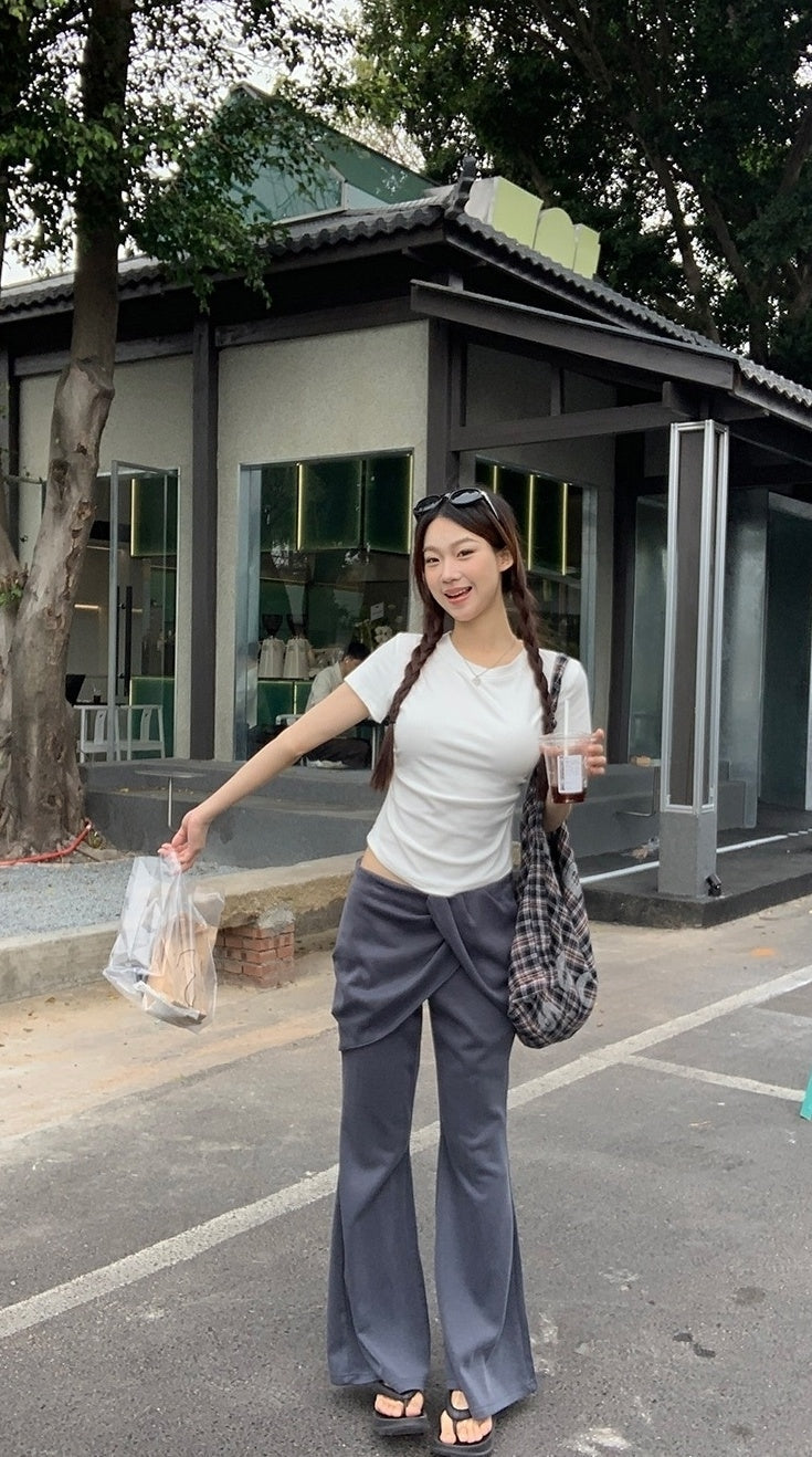 Trendy Gray Short Sleeve Top