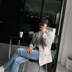 Trendy Grey Casual Blazer Jacket