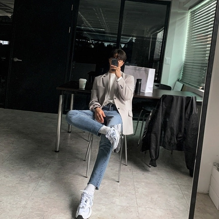 Trendy Grey Casual Blazer Jacket