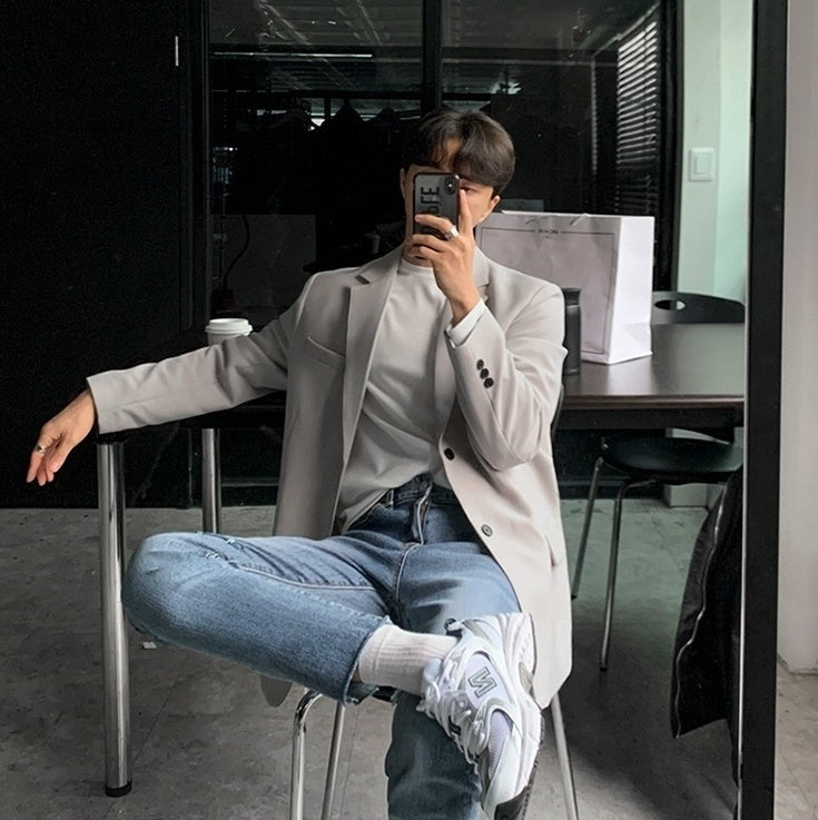 Trendy Grey Casual Blazer Jacket