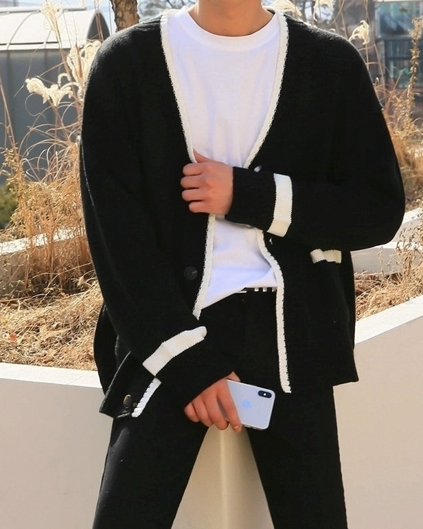 Trendy Knit Cardigan Casual Loose Style Sweater