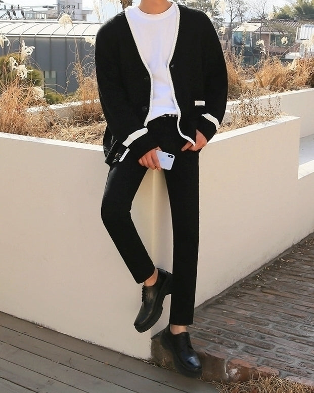 Trendy Knit Cardigan Casual Loose Style Sweater