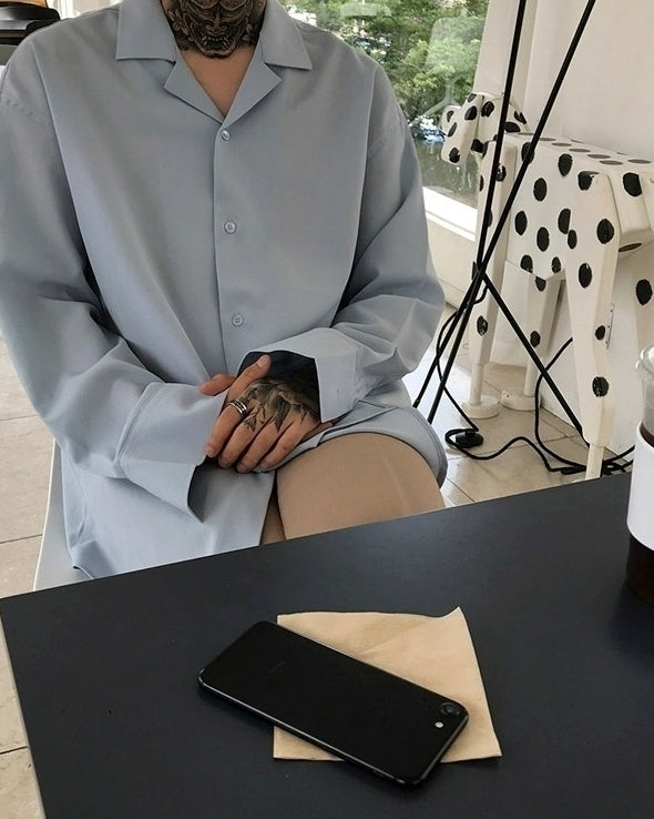 Trendy Korean Style Long Sleeve Collar Shirt