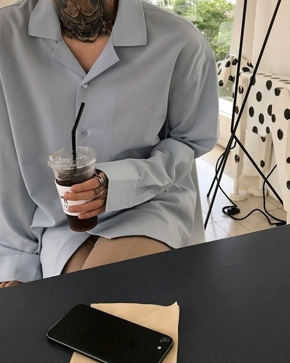 Trendy Korean Style Long Sleeve Collar Shirt
