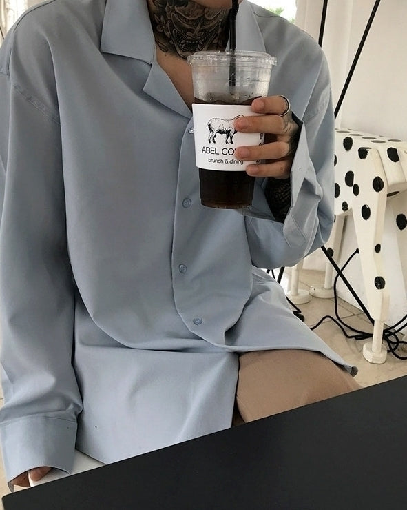 Trendy Korean Style Long Sleeve Collar Shirt