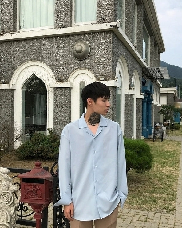 Trendy Korean Style Long Sleeve Collar Shirt