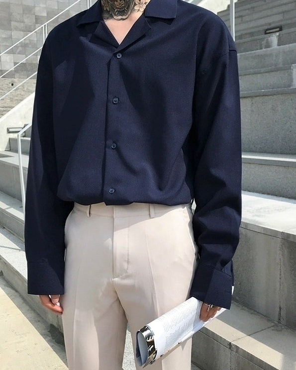 Trendy Korean Style Long Sleeve Collar Shirt