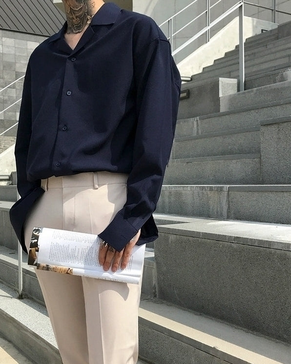 Trendy Korean Style Long Sleeve Collar Shirt