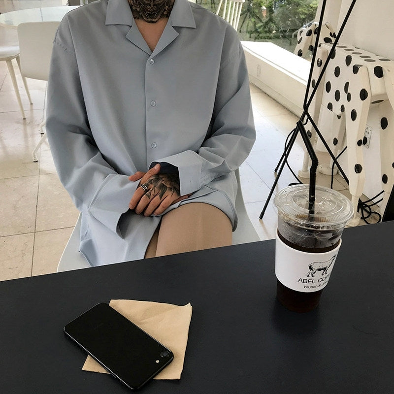 Trendy Korean Style Long Sleeve Collar Shirt
