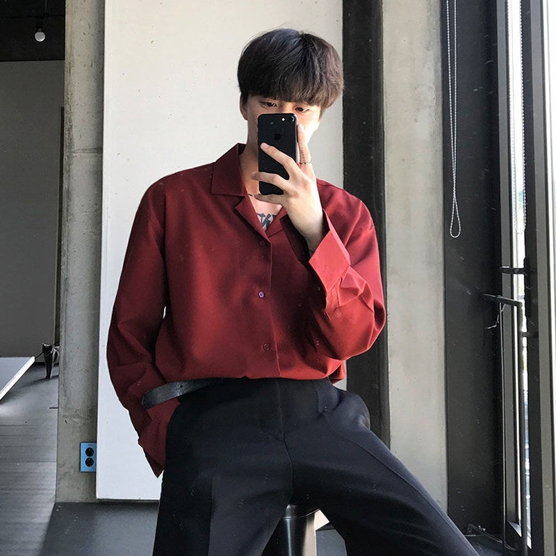Trendy Korean Style Long Sleeve Collar Shirt