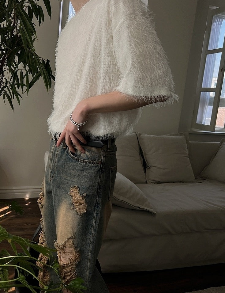 Trendy Loose Fit Casual Round Neck Short Sleeve Top