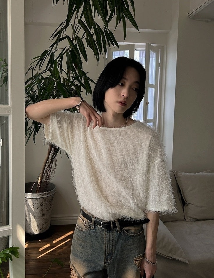 Trendy Loose Fit Casual Round Neck Short Sleeve Top