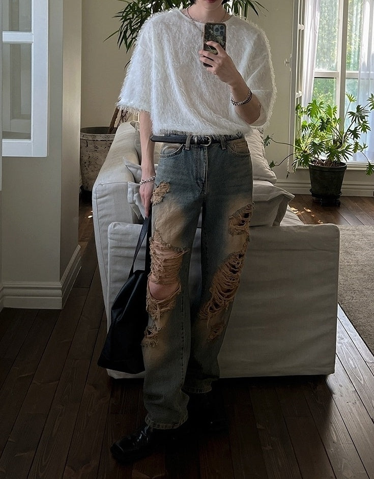 Trendy Loose Fit Casual Round Neck Short Sleeve Top