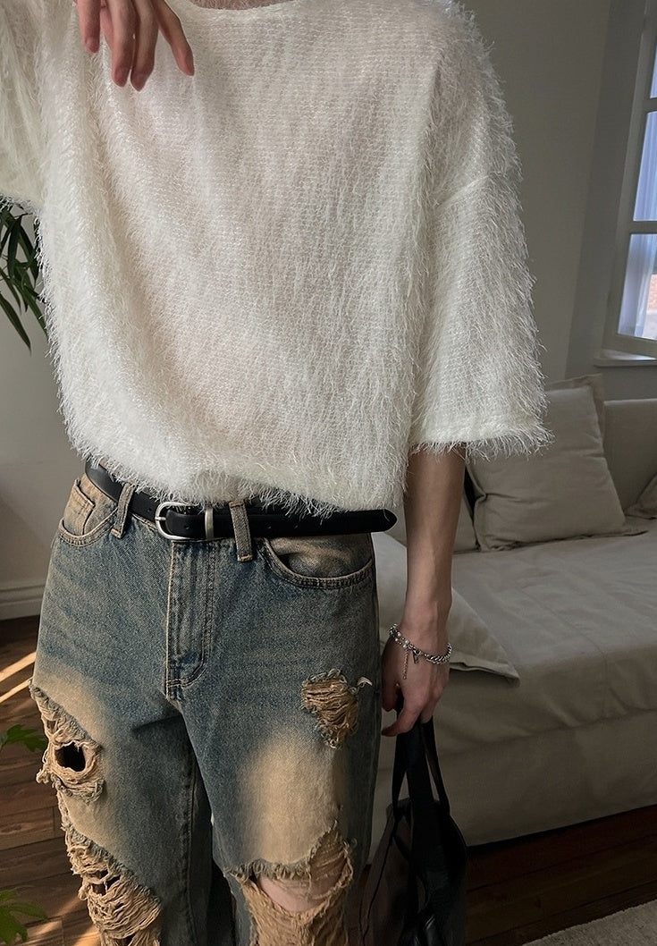 Trendy Loose Fit Casual Round Neck Short Sleeve Top