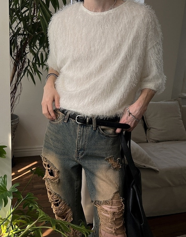 Trendy Loose Fit Casual Round Neck Short Sleeve Top