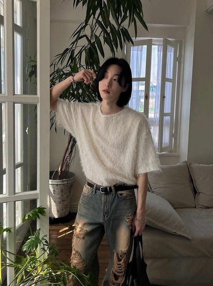 Trendy Loose Fit Casual Round Neck Short Sleeve Top
