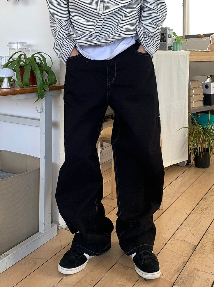 Trendy Loose Fit Denim Cargo Pants