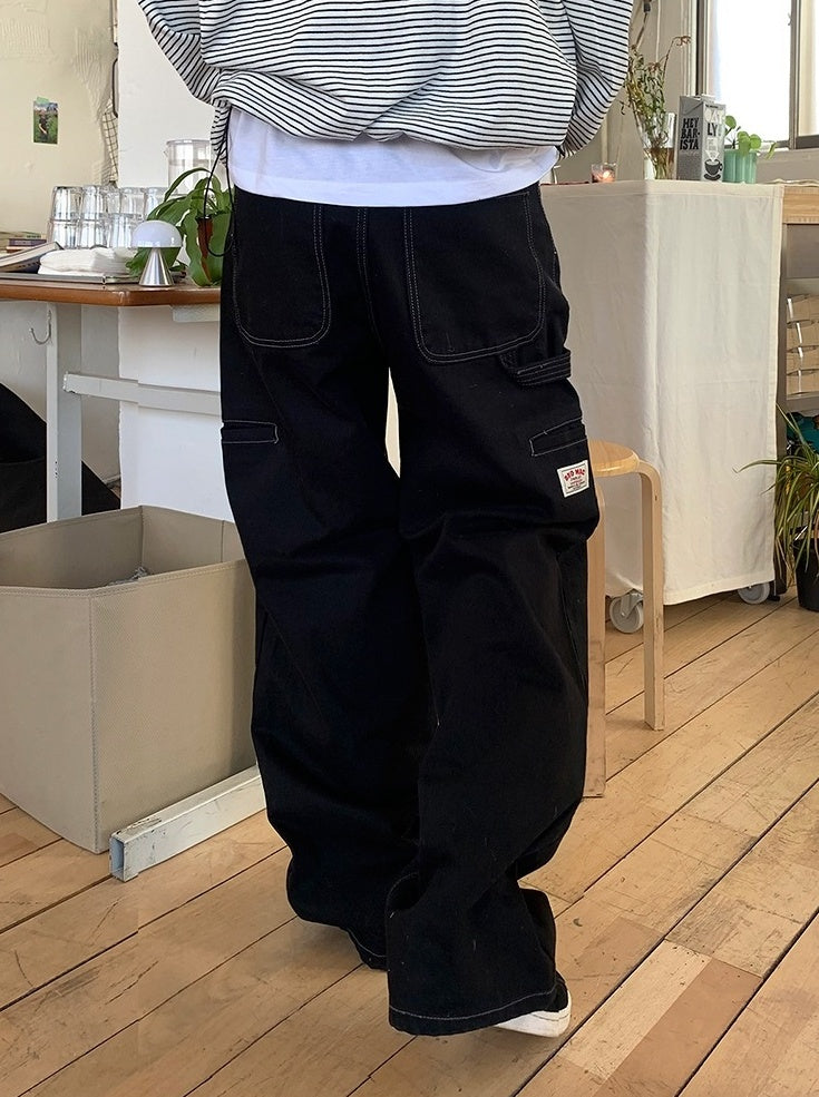 Trendy Loose Fit Denim Cargo Pants