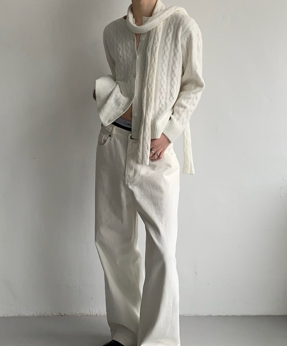 Korean Style-Washed Wide Leg Straight Jeans