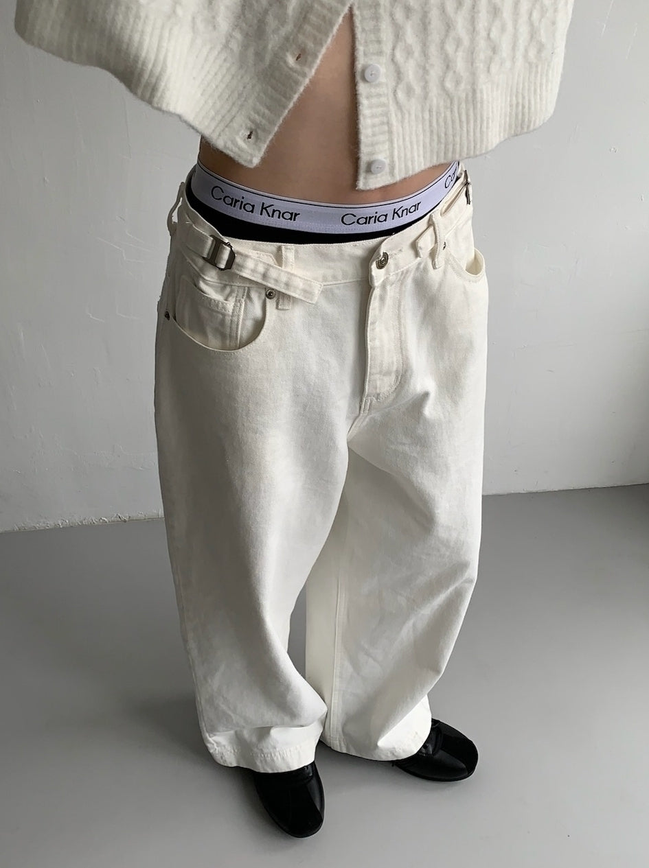 Korean Style-Washed Wide Leg Straight Jeans