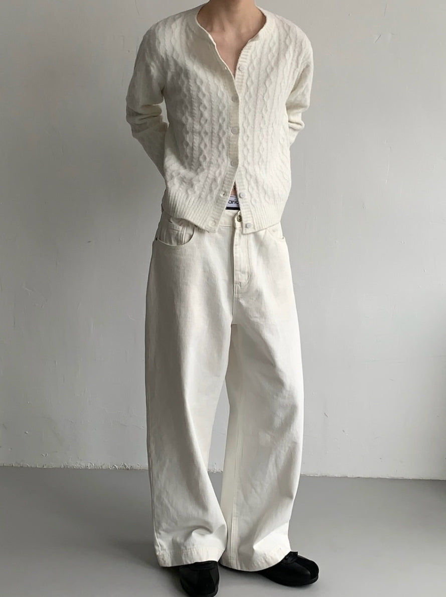 Korean Style-Washed Wide Leg Straight Jeans